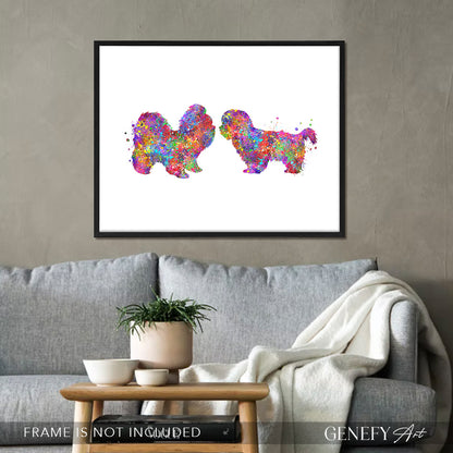 Shih Tzu Couple Watercolour Art Print