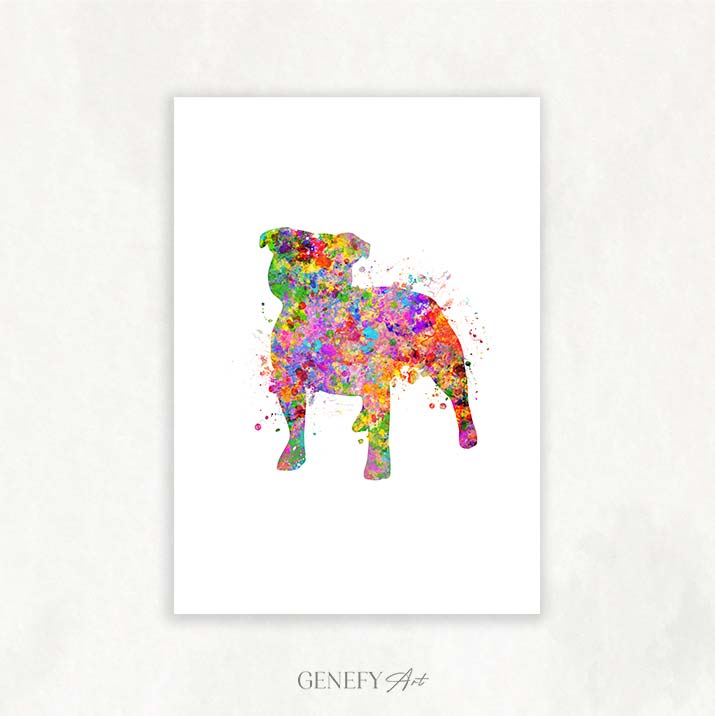 Staffordshire Bull Terrier Watercolour Print