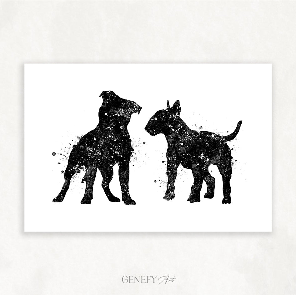 Staffordshire Bull Terrier Black and White Art Print