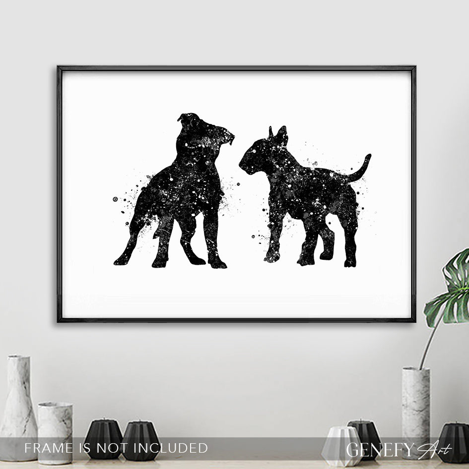 Staffordshire Bull Terrier Black and White Art Print