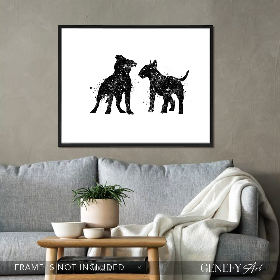 Staffordshire Bull Terrier Black and White Art Print