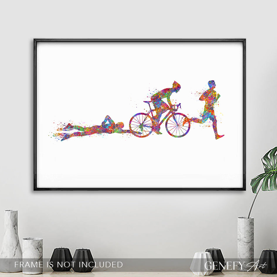 Triathlon Watercolour Art Print - Genefy Art