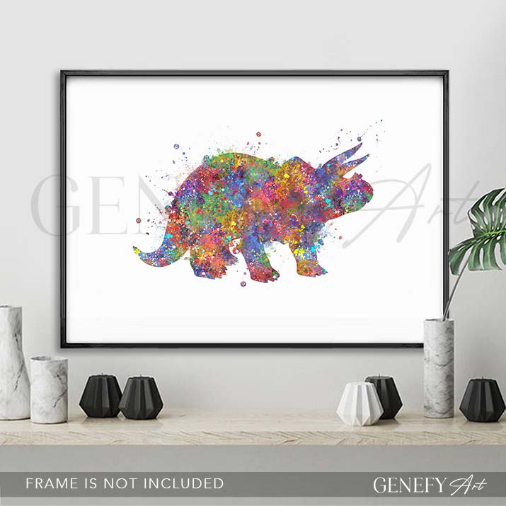 Dinosaur Triceratops Watercolour PrintX