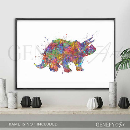 Dinosaur Triceratops Watercolour PrintX