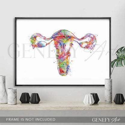 Uterus Anatomy Watercolour Art Print
