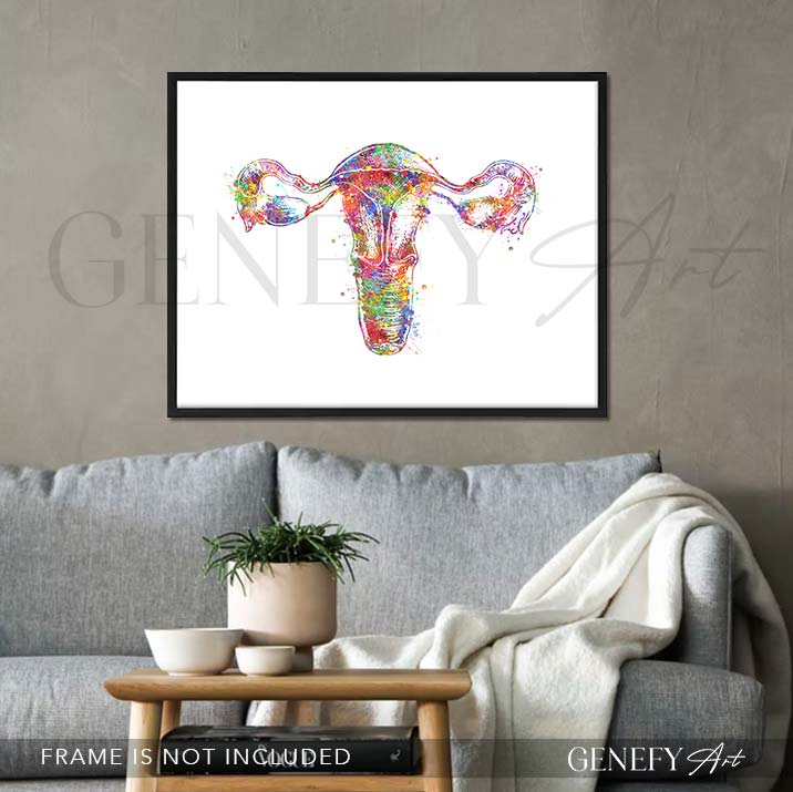 Uterus Anatomy Watercolour Art Print
