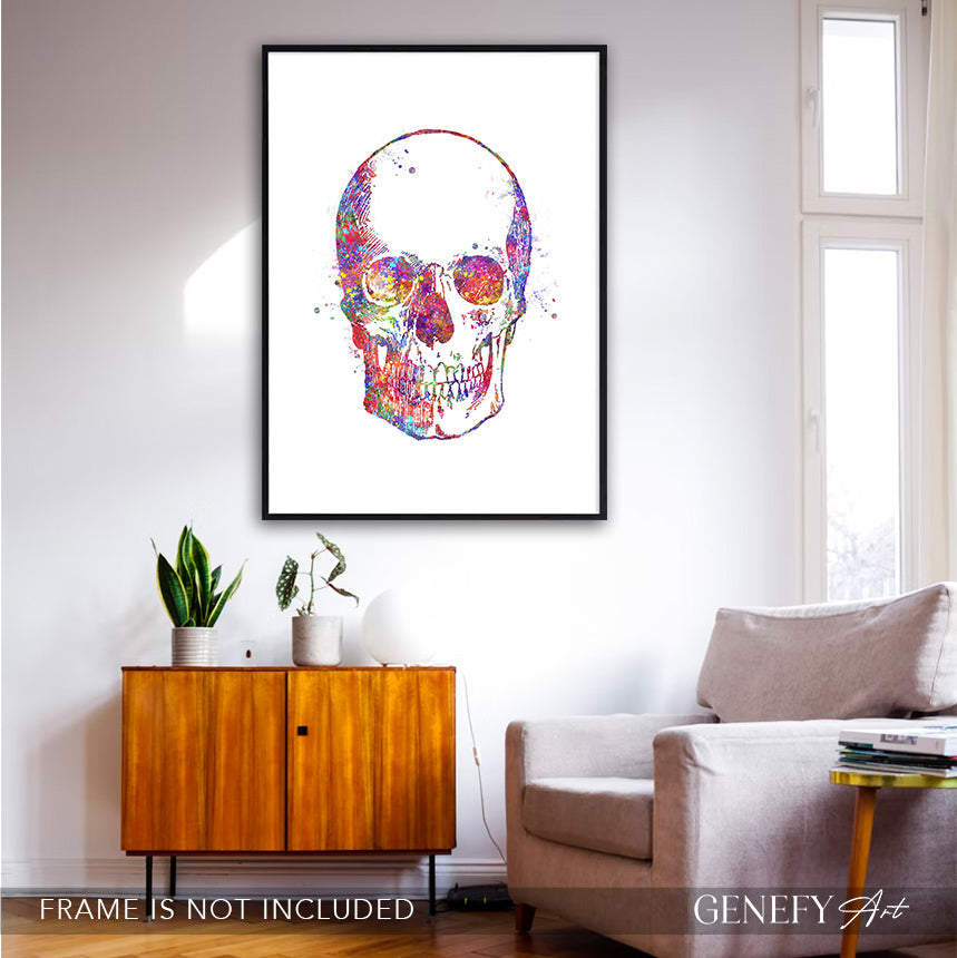 Skull Watercolour Art Print