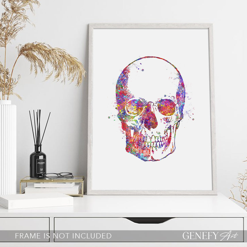Skull Watercolour Art Print