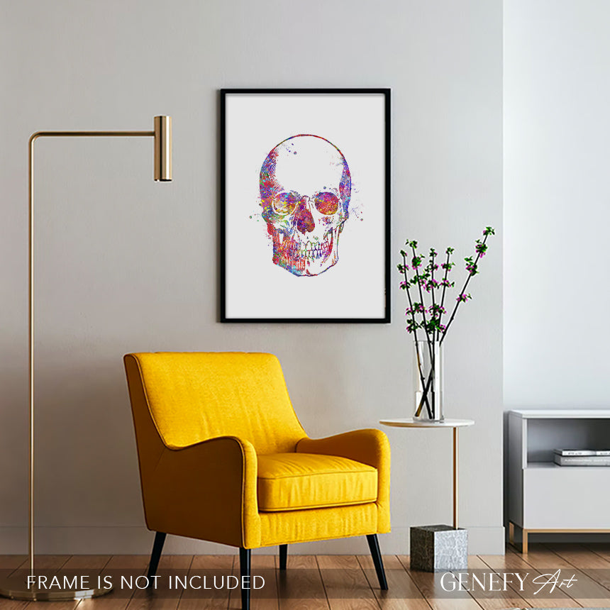 Skull Watercolour Art Print