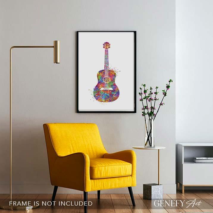 Acoustic Guitar Watercolour Art - Genefy Art