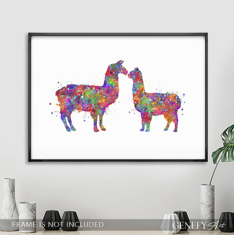 Alpaca Couple Watercolour Print