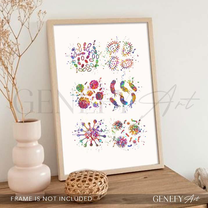 Bacteria Watercolour Print - Genefy Art