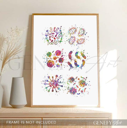 Bacteria Watercolour Print - Genefy Art