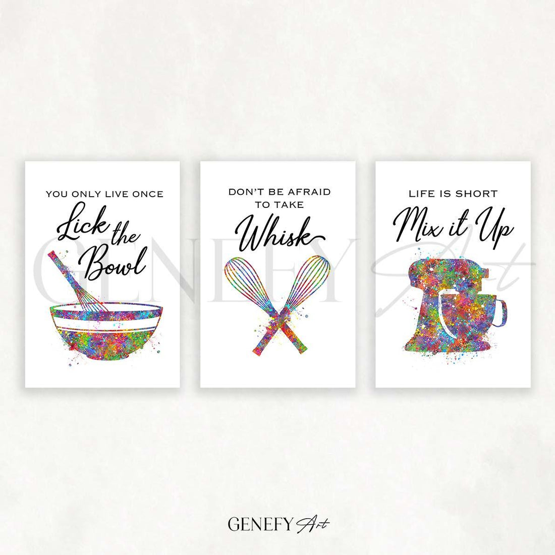 Baking Quote Watercolour Print Set of 3 - Genefy Art