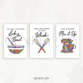 Baking Quote Watercolour Print Set of 3 - Genefy Art