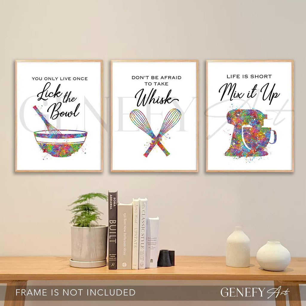 Baking Quote Watercolour Print Set of 3 - Genefy Art