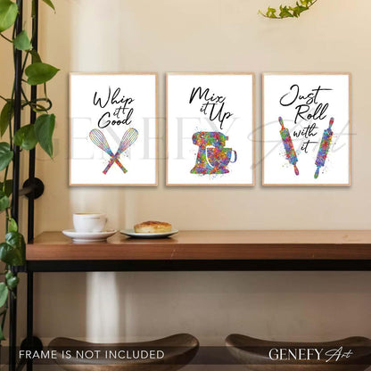 Baking Quote Watercolour Print Set of 3 - Genefy Art