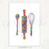 Baking Utensils Watercolour Kitchen Print - Genefy Art