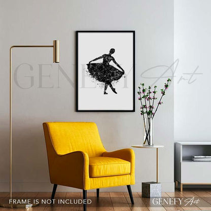 Ballerina Black and White Watercolour Print - Genefy Art