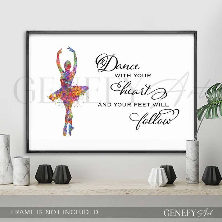 Ballerina Dance Quote Watercolour Print - Genefy Art
