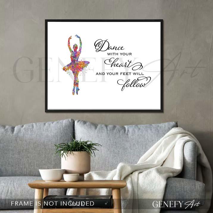 Ballerina Dance Quote Watercolour Print - Genefy Art