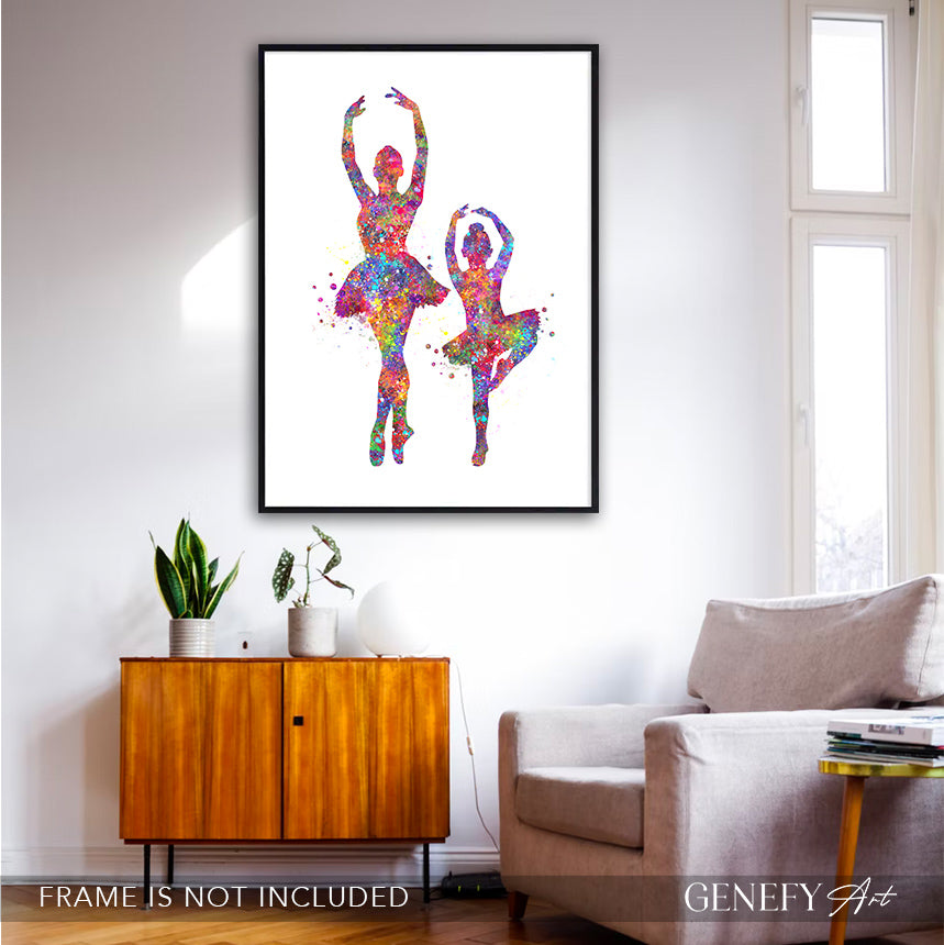 Ballerina Mother and Daughter Watercolour Print