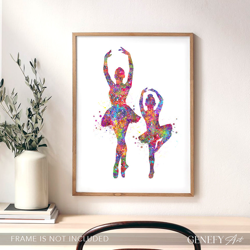 Ballerina Mother and Daughter Watercolour Print