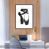 Ballet Shoes Black and White Watercolour Print - Genefy Art