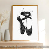 Ballet Shoes Black and White Watercolour Print - Genefy Art