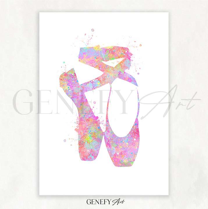 Ballet Shoes Pastel Watercolour Print - Genefy Art