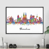 Barcelona Skyline Watercolour Art Print - Genefy Art