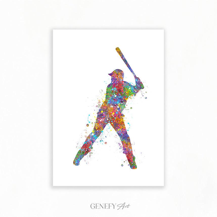 Baseball Player Watercolour Print - Genefy Art