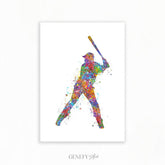 Baseball Player Watercolour Print - Genefy Art