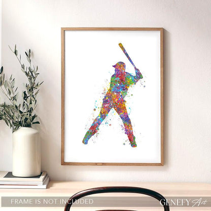 Baseball Player Watercolour Print - Genefy Art