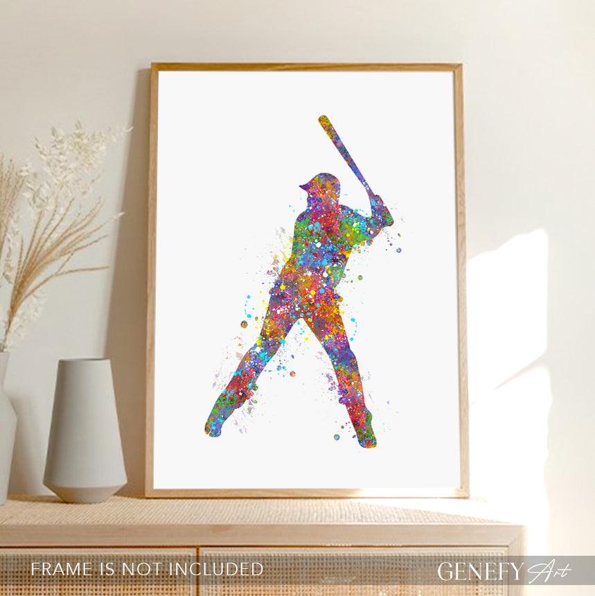Baseball Player Watercolour Print - Genefy Art