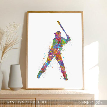 Baseball Player Watercolour Print - Genefy Art