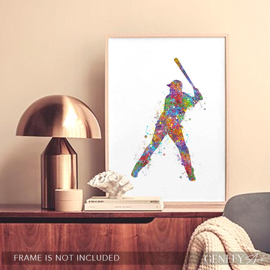Baseball Player Watercolour Print - Genefy Art