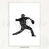 Baseball Player Black and White Watercolour Print - Genefy Art