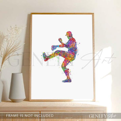 Baseball Player Watercolour Print - Genefy Art