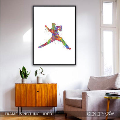 Baseball Player Watercolour Print - Genefy Art