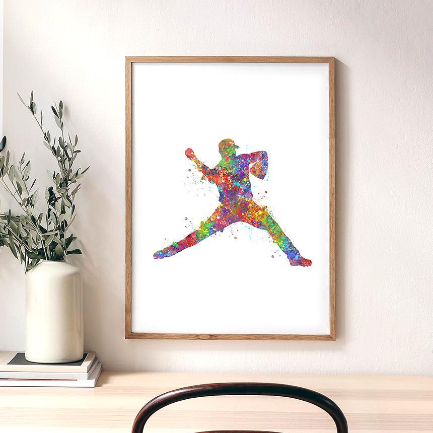 Baseball Player Watercolour Print - Genefy Art