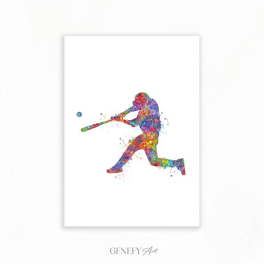 Baseball Player Watercolour Print - Genefy Art