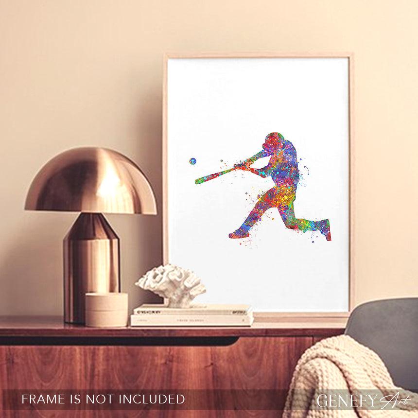 Baseball Player Watercolour Print - Genefy Art