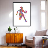 Female Basketball Player Watercolour Print