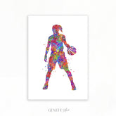 Female Basketball Player Watercolour Print