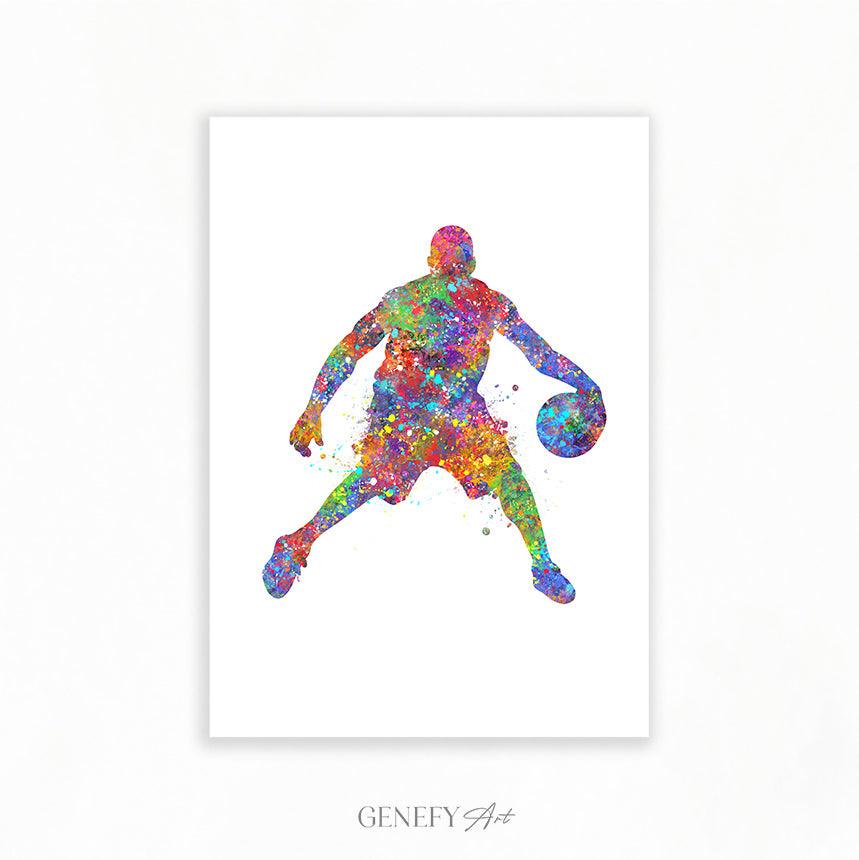 Basketball Player Watercolour Art Print - Genefy Art