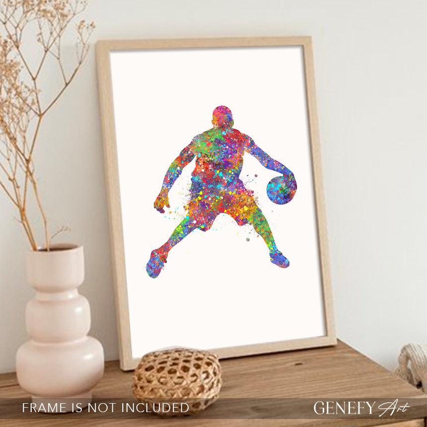 Basketball Player Watercolour Art Print - Genefy Art