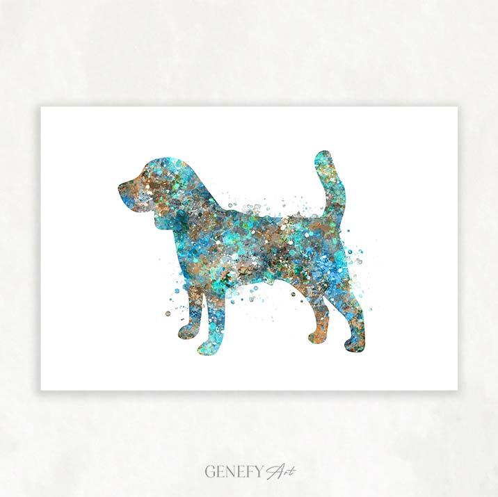 Beagle Watercolour Art Print - Genefy Art