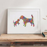 Beagle Mother and Puppy Watercolour Print