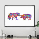 Bear and Hippo Watercolour Print - Genefy Art
